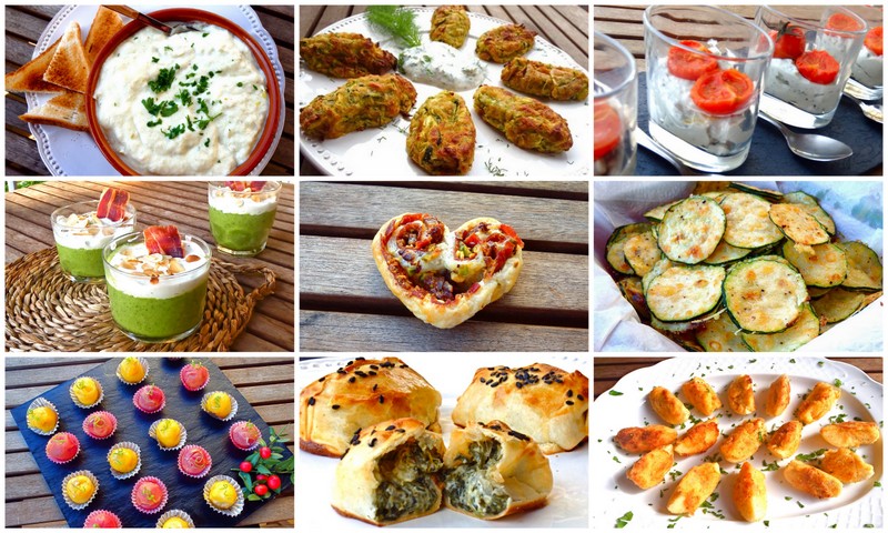 Varias imágenes con picoteos saludables de verano