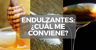 Miel, azucar...en texto encima donde se lee, endulzantes cual meconviene