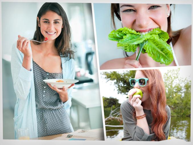 Mujeres comiendo sano y cuidando el medio ambiente