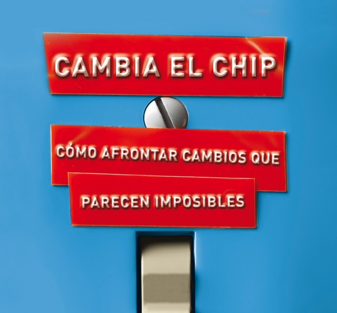 Cartel de cambiar el chip rojo, con letras blancas sobre fondo azul